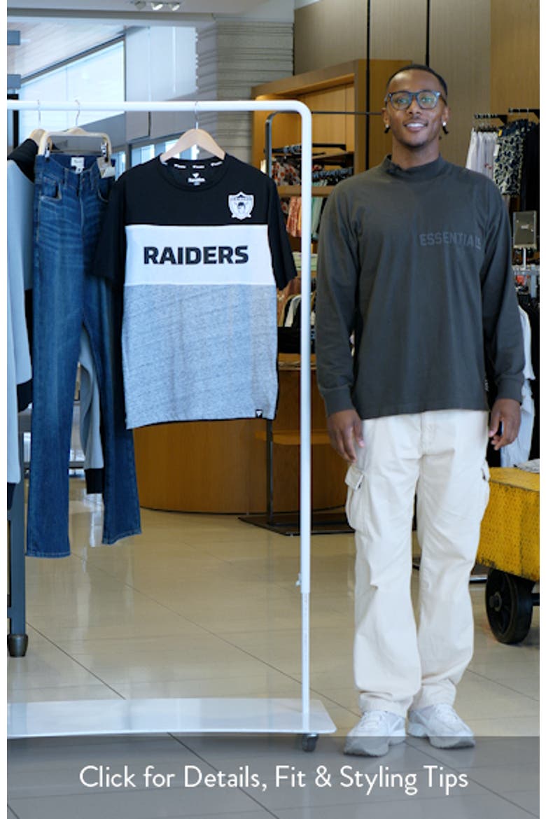 Men's Fanatics Branded Black/Heathered Gray Las Vegas Raiders Throwback Colorblock T-Shirt video