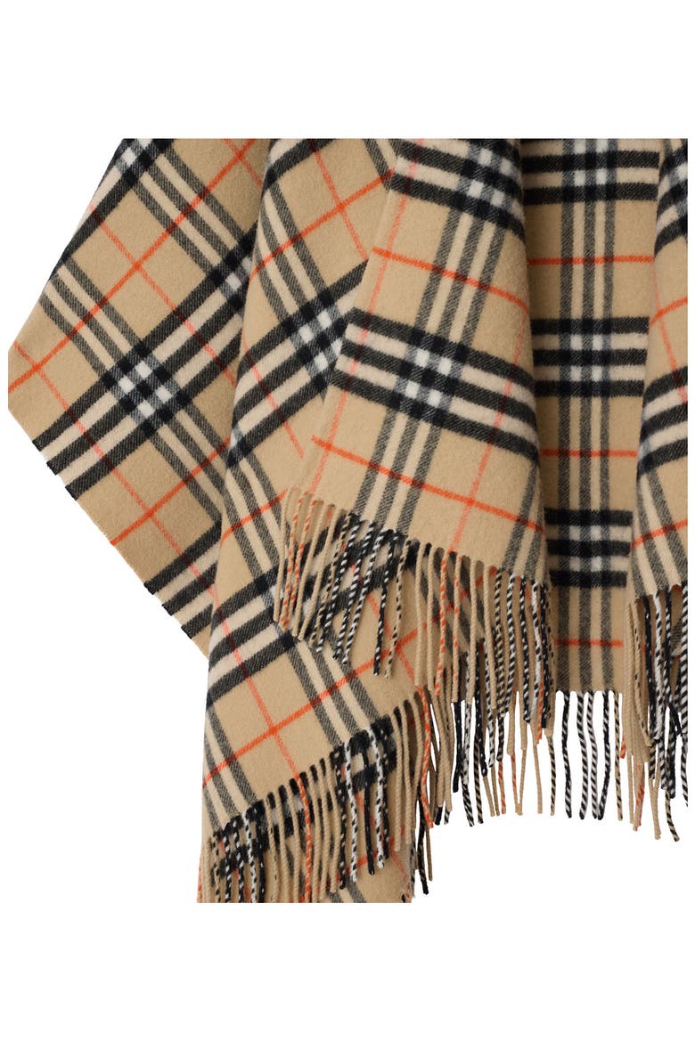 Medium Check Wool & Cashmere Cape, Alternate, color, SAND
