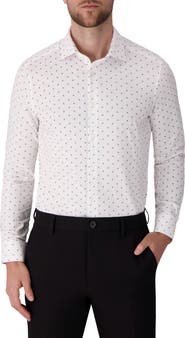 Victor Emmanuel Regular Fit Geometric Print Knit Cotton Dress Shirt