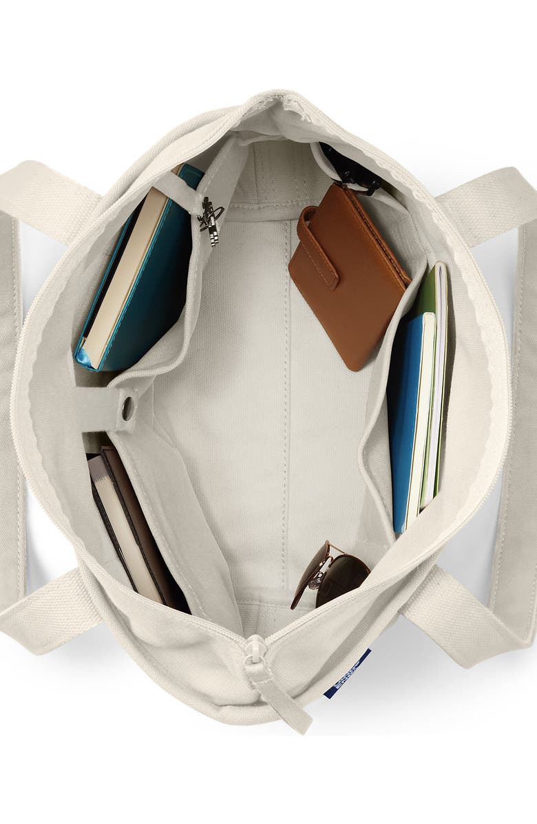 Lands' End Zip Top Long Handle Canvas Tote Bag, Alternate, color,