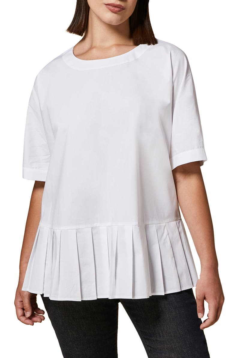 Marina Rinaldi Pleated Peplum Pullover Blouse, Main, color,