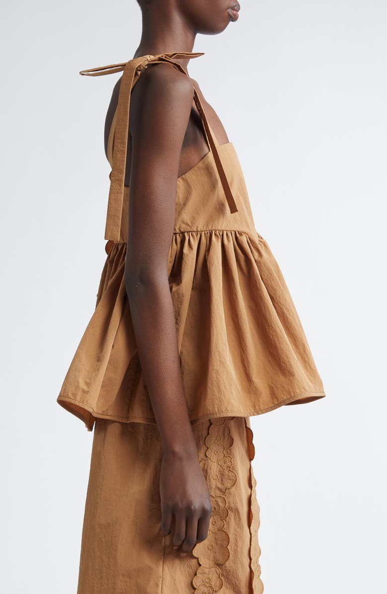 Cecilie Bahnsen Onyx Floral Appliqué Nylon Ripstop Top, Alternate, color, Chestnut