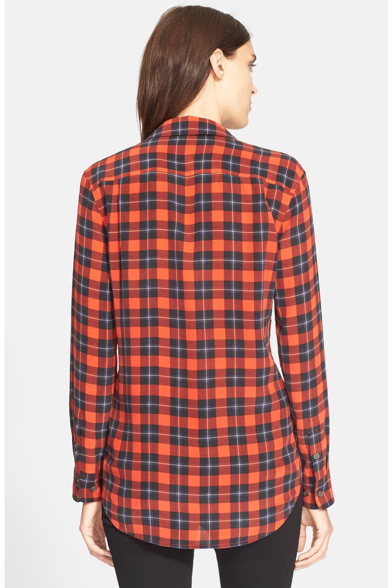 'Reese' Plaid Silk Shirt, Alternate, color, CHERRY RED MULTI