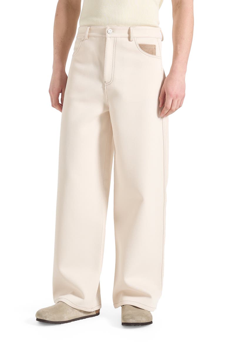 Lazare Wide Leg Twill Jeans, Alternate, color, Cream