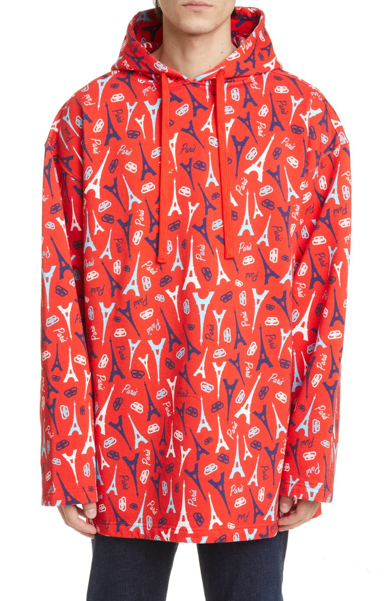 Balenciaga Eiffel Tower Print Hoodie, Main, color,