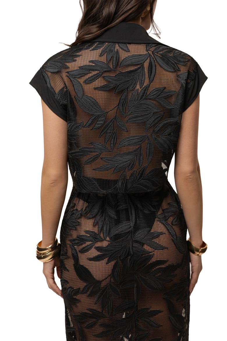 Bali Nights Embroidered  Top, Alternate, color, Black