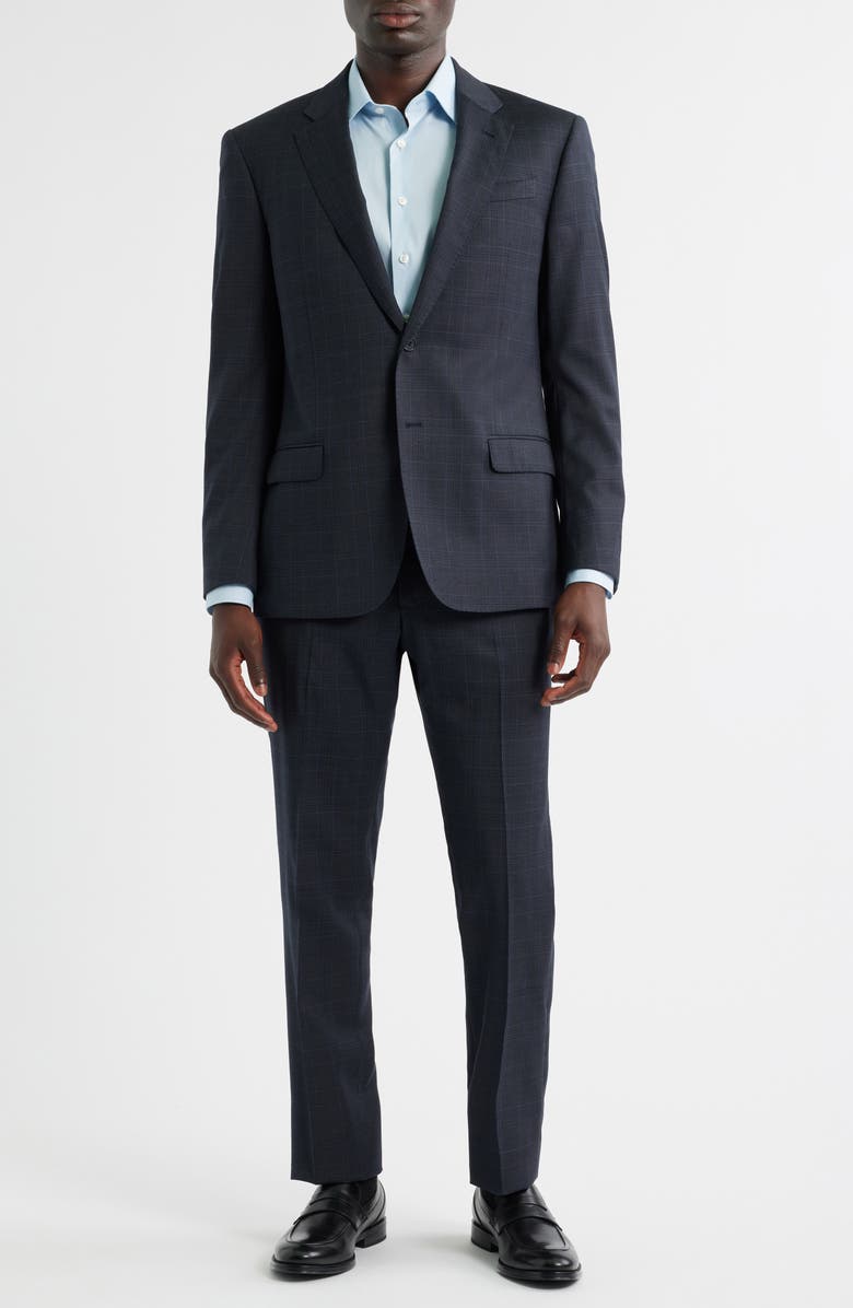 Emporio Armani Charcoal Grey Plaid Wool Suit, Main, color, 