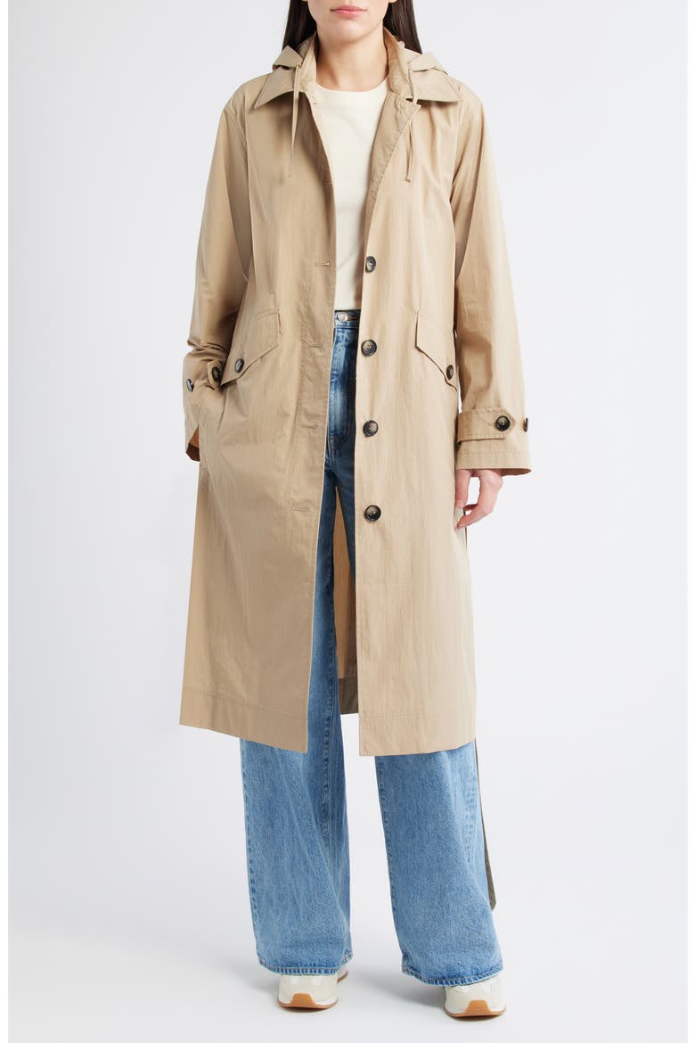 Paperweight Long Raincoat, Alternate, color, KHAKI
