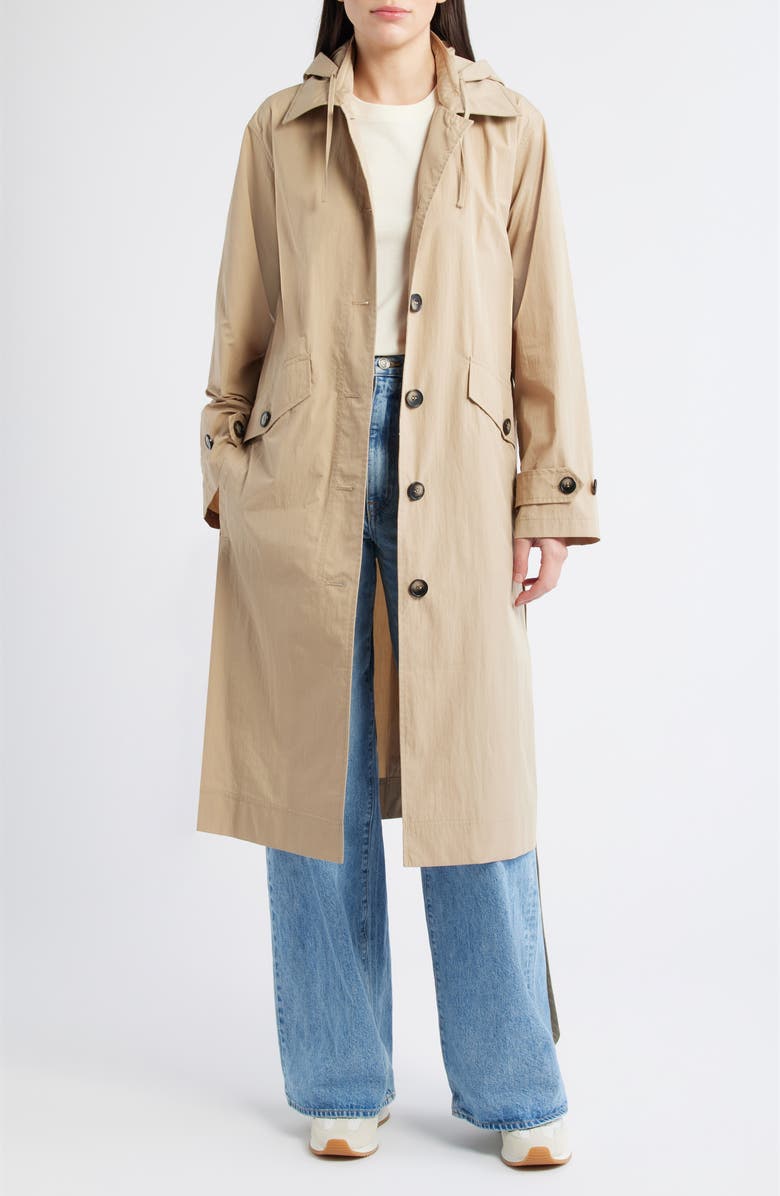 Bernardo Paperweight Long Raincoat, Alternate, color, Khaki