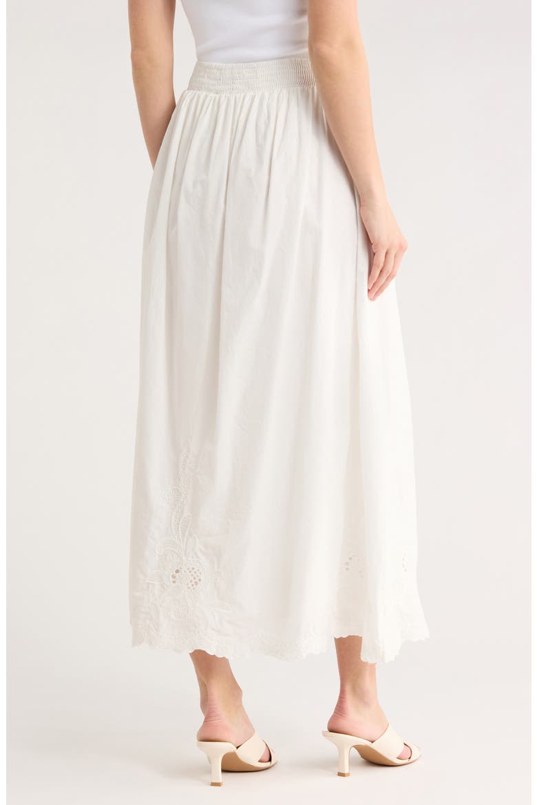 Floral Embroidered Cotton Maxi Skirt, Alternate, color, WHITE