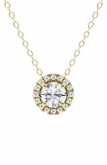 Badgley Mischka Collection Round Lab Created Diamond Halo Pendant Necklace - 0.63ct.
