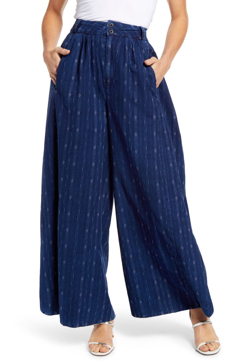 AG Hadley Pleated Cotton Culottes, Main, color, Atlas Indigo
