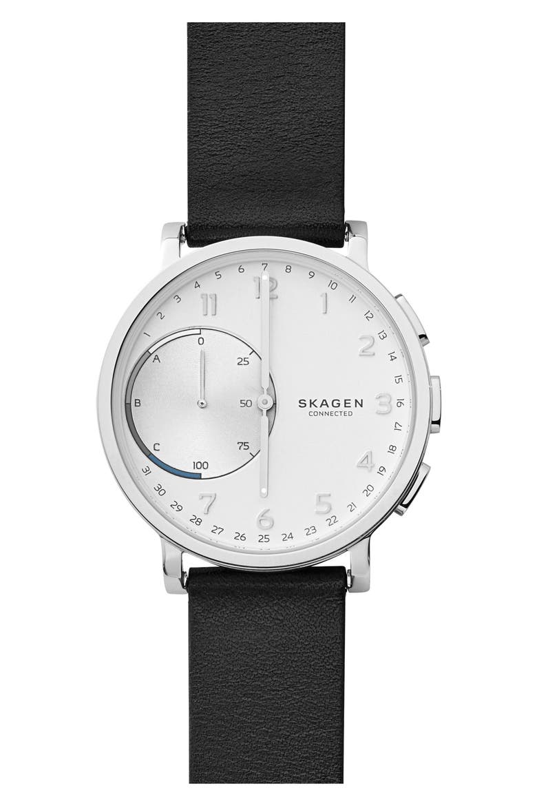 Hagen Connected Hybrid Smart Watch, 42mm, Main, color, BLACK/ SILVER