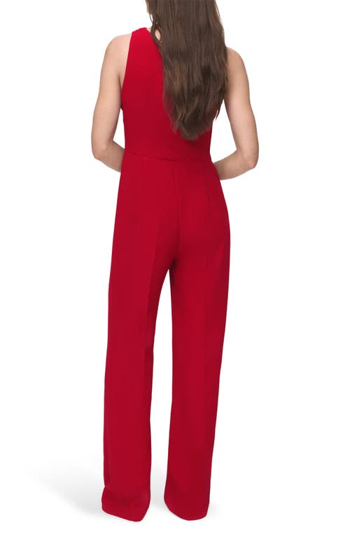 Mango One-shoulder Jumpsuit In Burgundy