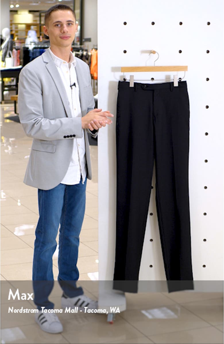 Parker Flat Front Solid Wool Dress Pants, sales video thumbnail