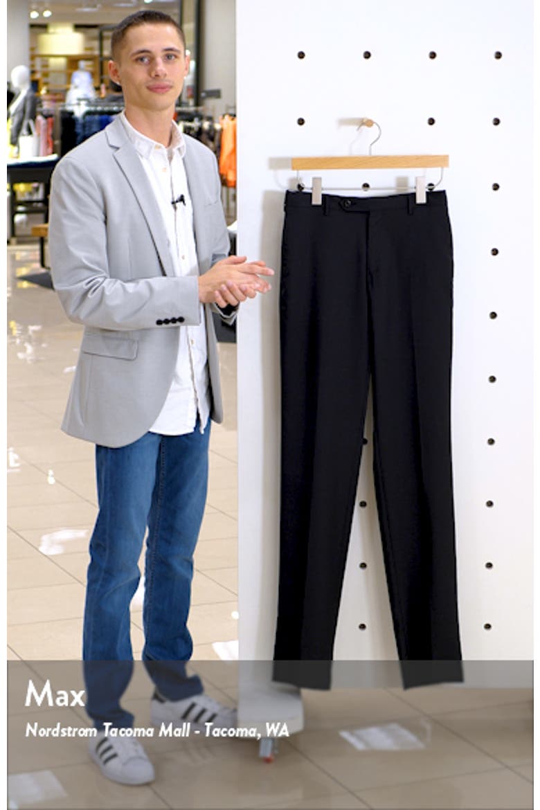Parker Flat Front Solid Wool Dress Pants video