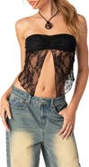 EDIKTED Twilight Split Front Lace Strapless Top