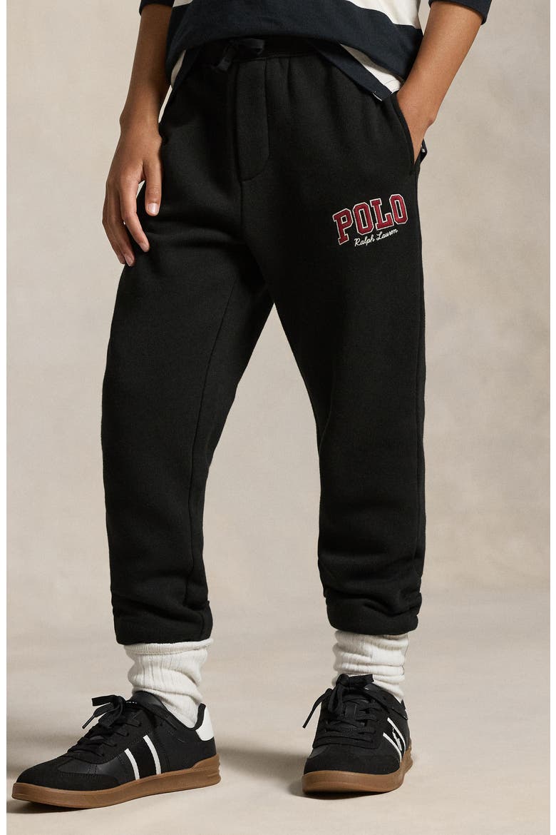Kids' Logo Embroidered Fleece Joggers, Alternate, color, BLACK