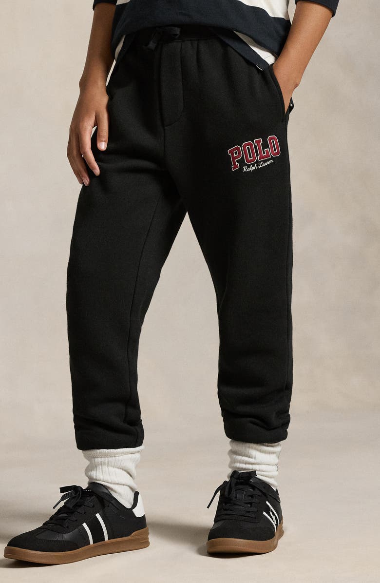 Polo Ralph Lauren Kids' Logo Embroidered Fleece Joggers, Alternate, color, Black