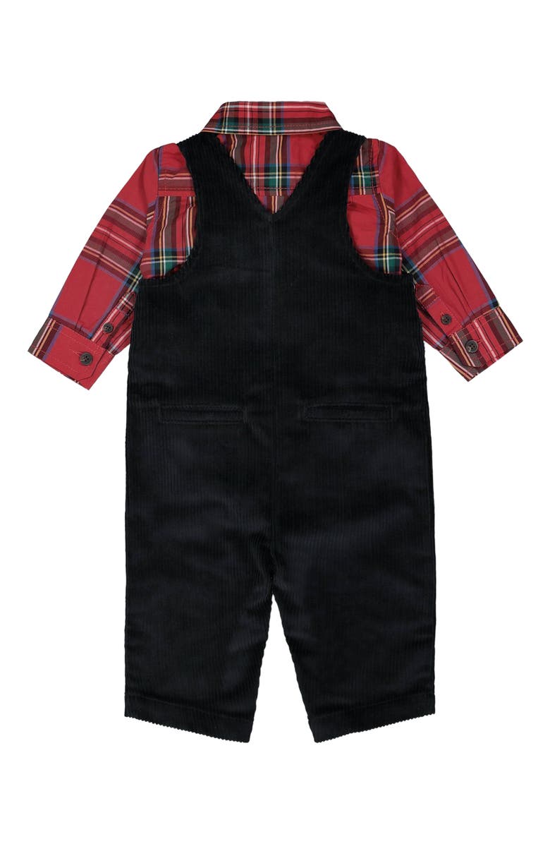 Hope & Henry Baby Dapper Overall Set, Infant, Alternate, color, Red Holiday Tartan Black Set