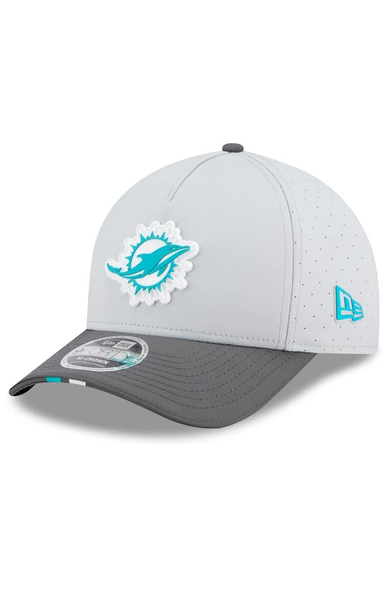 New Era Men's New Era Gray/Graphite Miami Dolphins 2025 NFL Training Camp A-Frame 9FORTY Adjustable Hat, Main, color, Gray