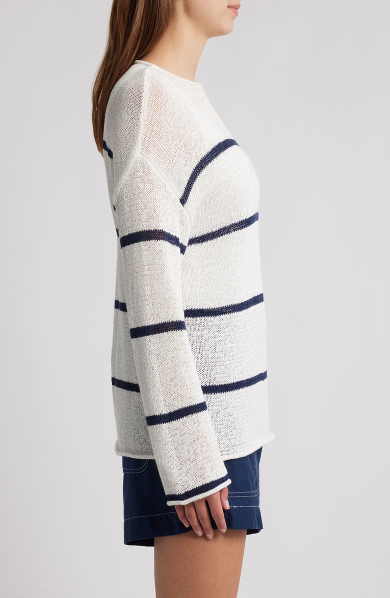 Rails Evangeline Stripe Cotton
Linen Blend Sweater, Alternate, color, White/ Navy Stripe