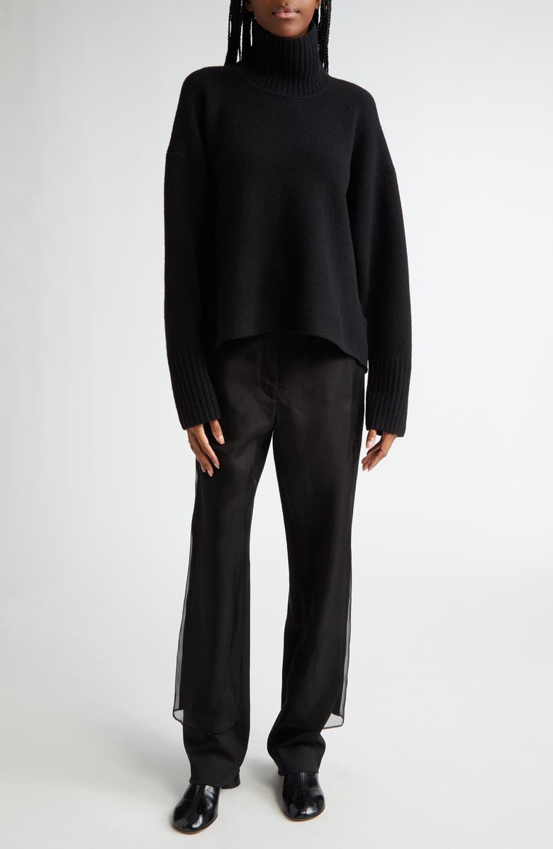 Proenza Schouler Sandra Cashmere & Wool Blend Turtleneck Sweater, Alternate, color, Black