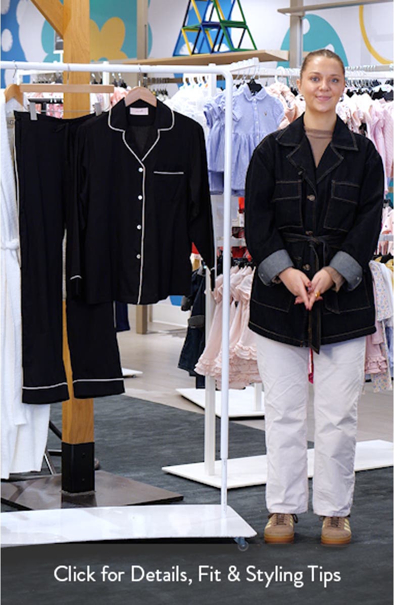 Zoe Contrast Piping Cotton Sateen Pajamas, sales video thumbnail