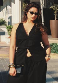 ELOQUII Twisted Linen Halter Top