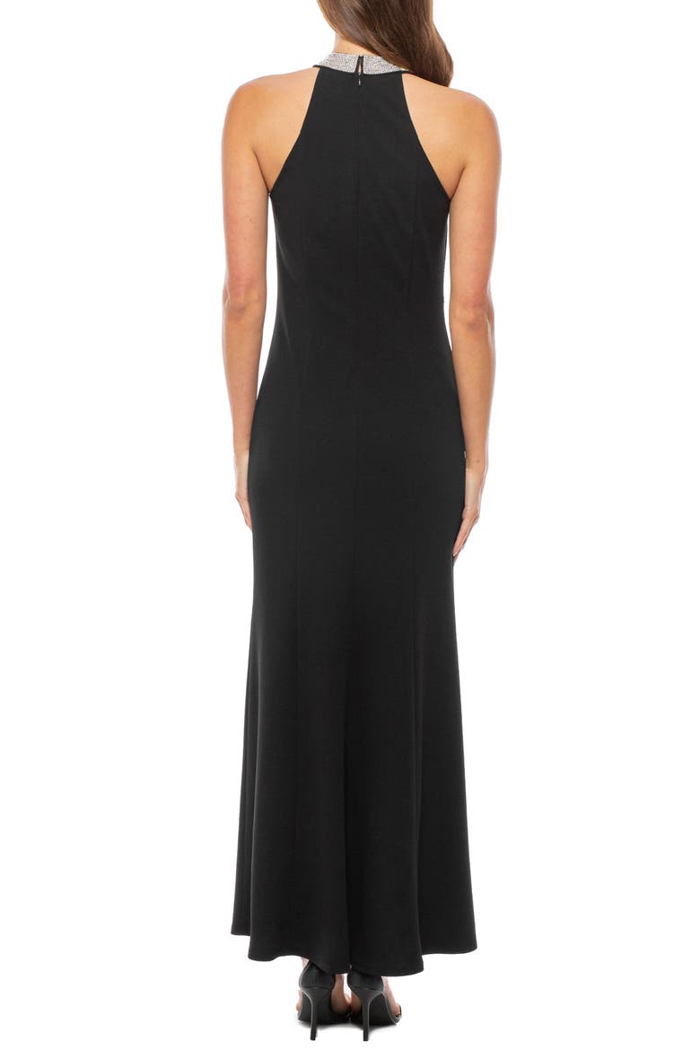 Rhinestone Trim Sleeveless A-Line Gown, Alternate, color, BLACK