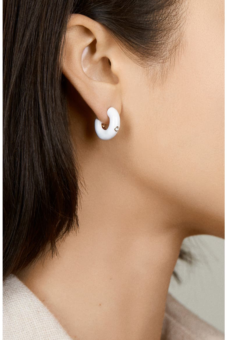 Isa Huggie Hoop Earrings, Alternate, color, WHITE
