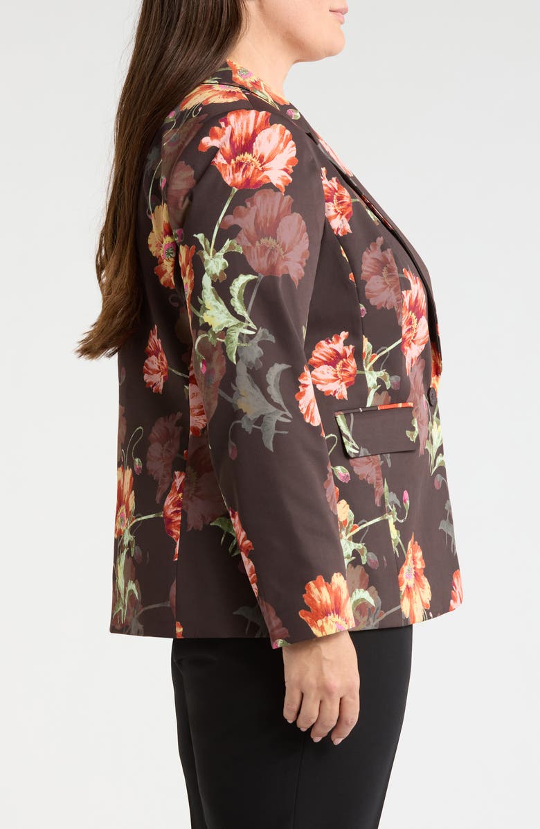 Tahari ASL Print Sateen Blazer, Alternate, color, Espresso Floral