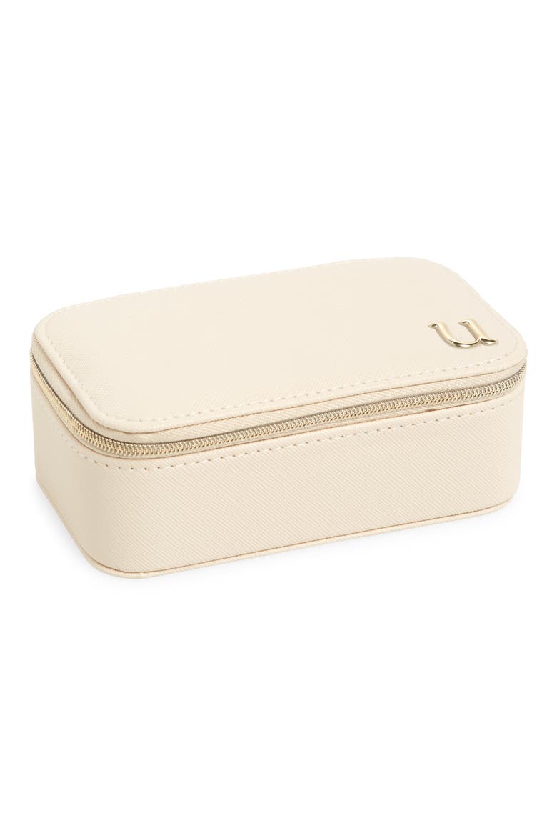 Initial Rectangular Jewelry Box, Main, color, U- CREAM- GOLD