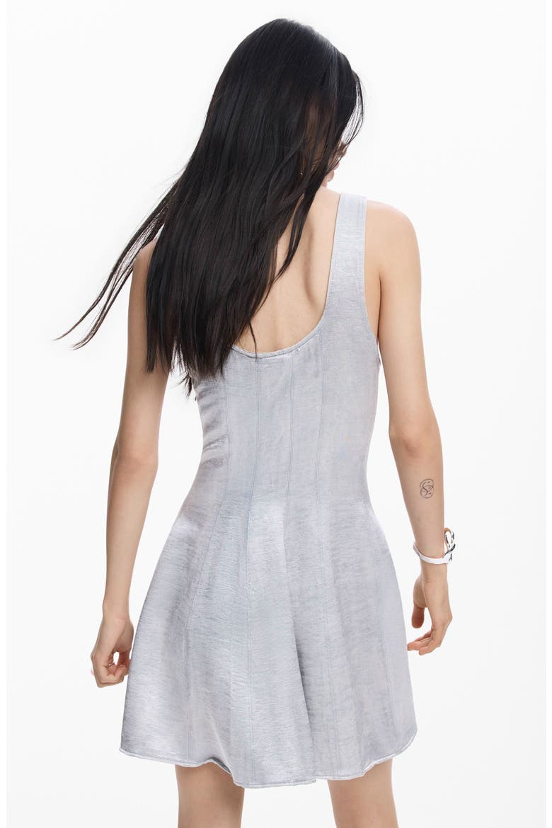 Metallic Fit & Flare Dress, Alternate, color, SILVER