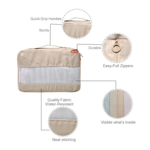 French Connection 6pc Packing Cube Travel Storage Set In Brown