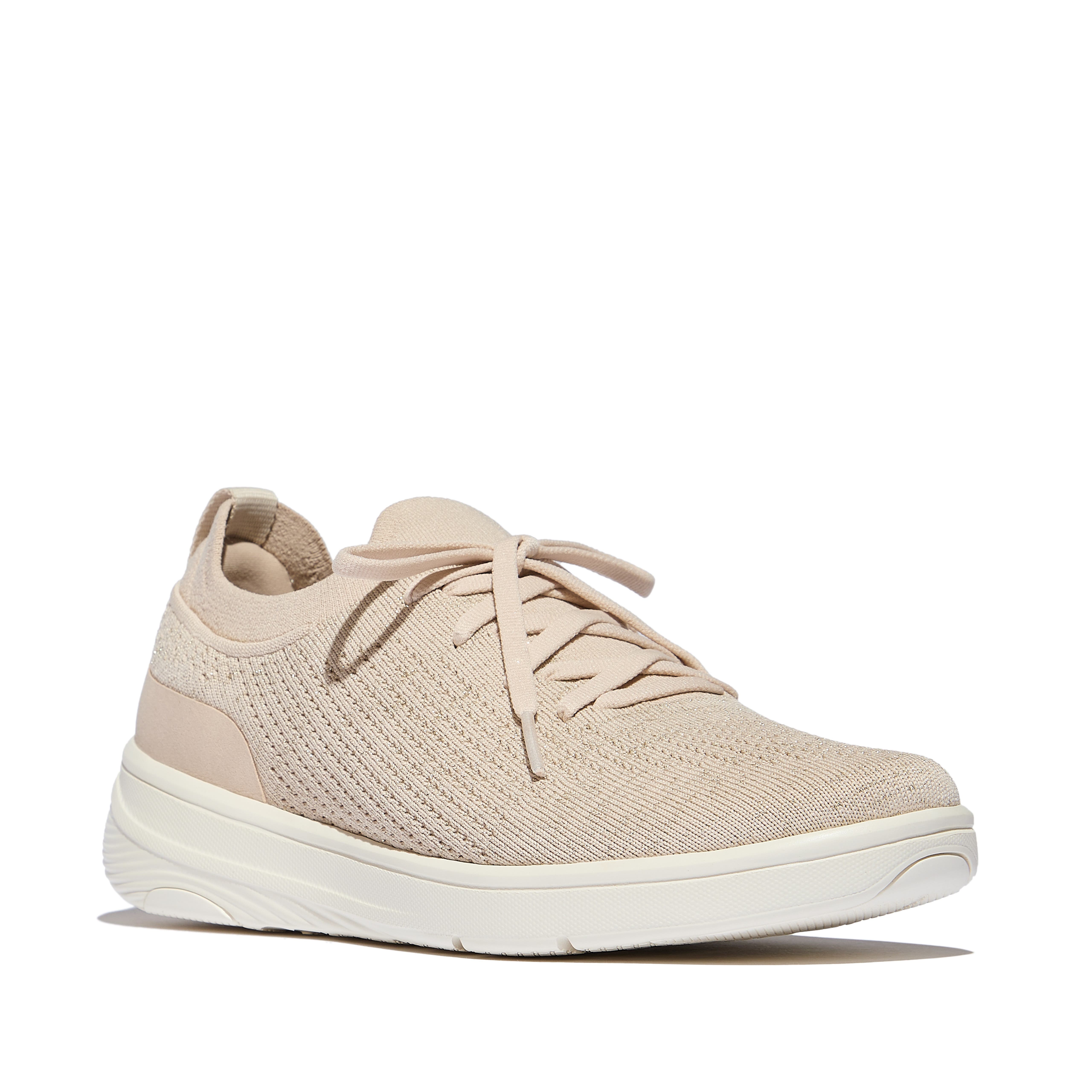 FitFlop Super-Q Knit Slip-On Laced Sneakers, Main, color, Stone Beige/Platino