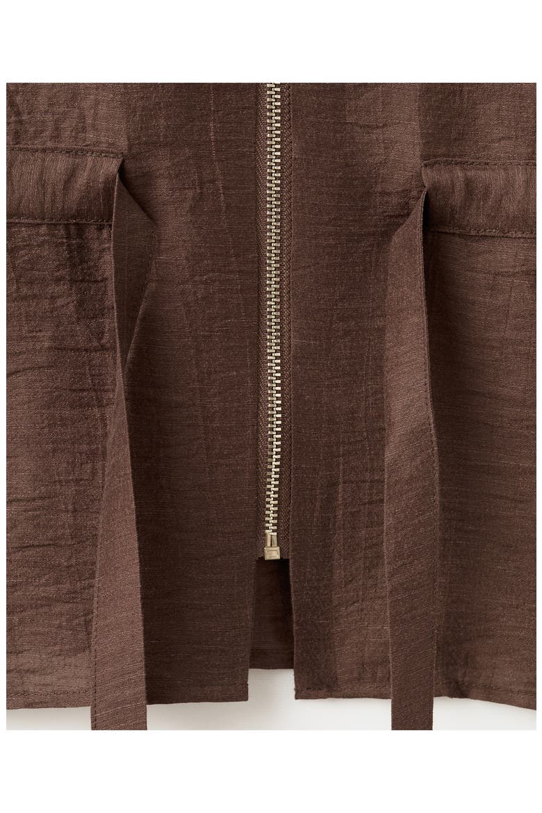Belted Zip-Front Shirt, Alternate, color, BROWN