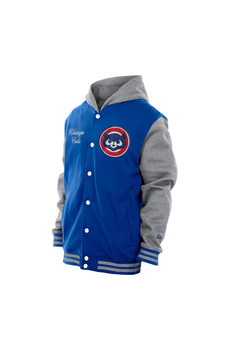 New Era Men's New Era Royal Chicago Cubs Throwback Prep Full-Snap Hoodie Jacket, Alternate, color, Royal