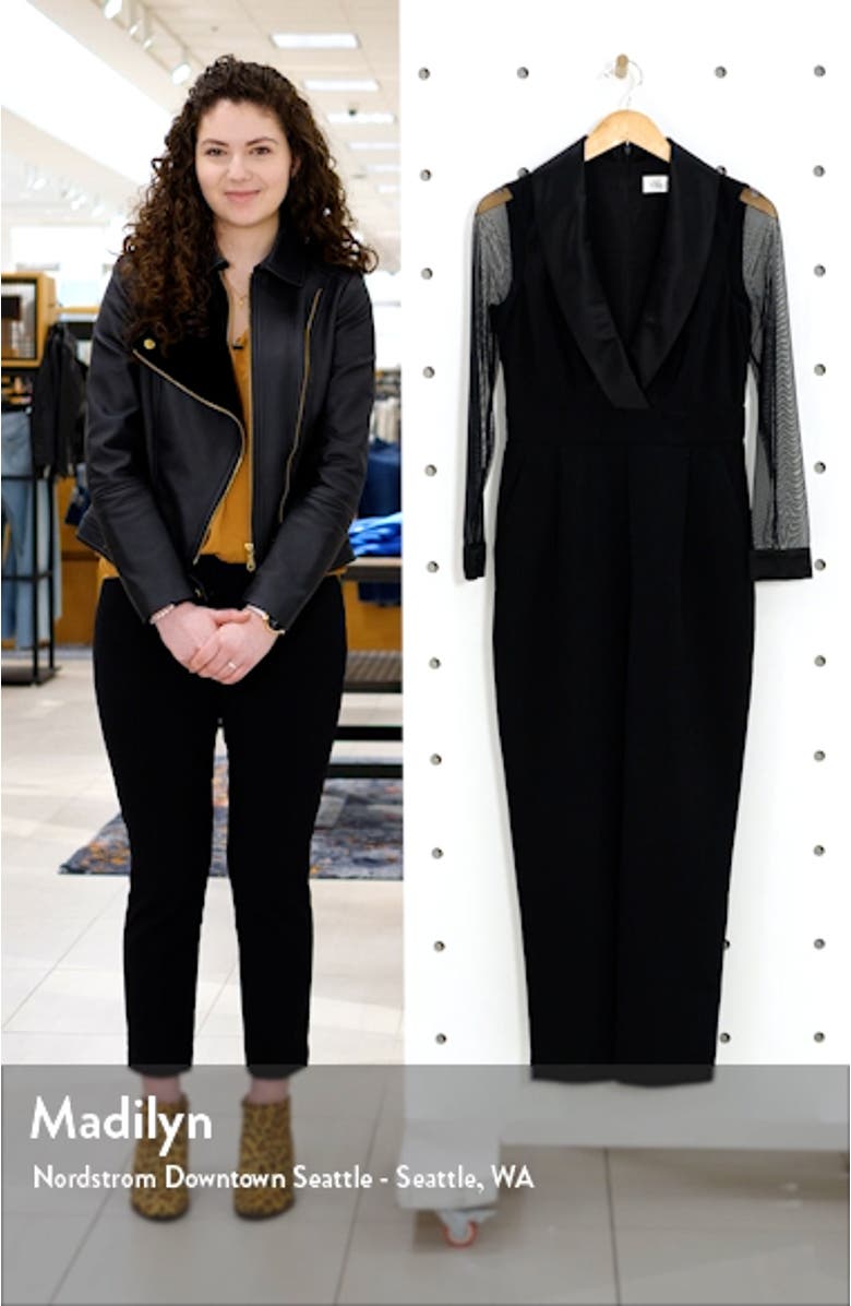 Long Sleeve Shawl Collar Tuxedo Jumpsuit, sales video thumbnail