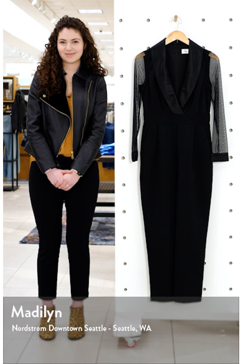 Long Sleeve Shawl Collar Tuxedo Jumpsuit video
