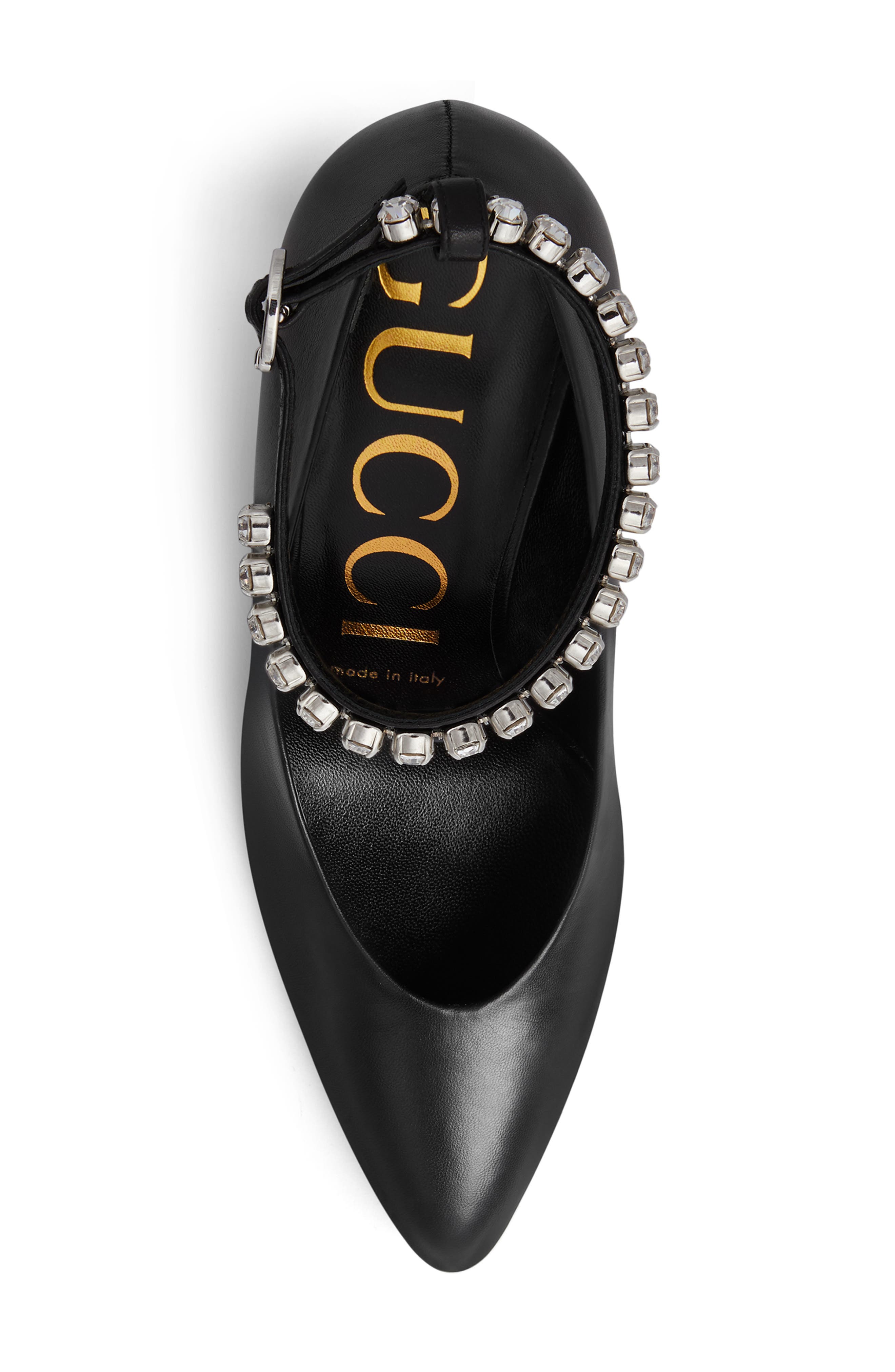 Gucci Blanca Crystal Ankle Strap Pump, Alternate, color, 