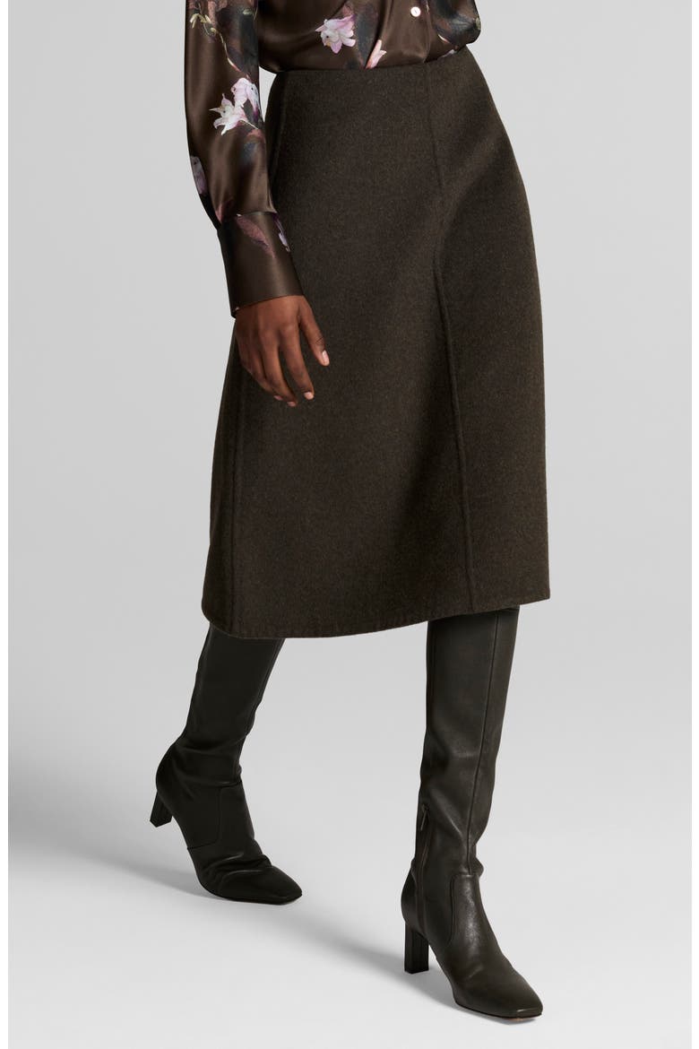 Wool Blend A-Line Skirt, Alternate, color, DARK MOSS