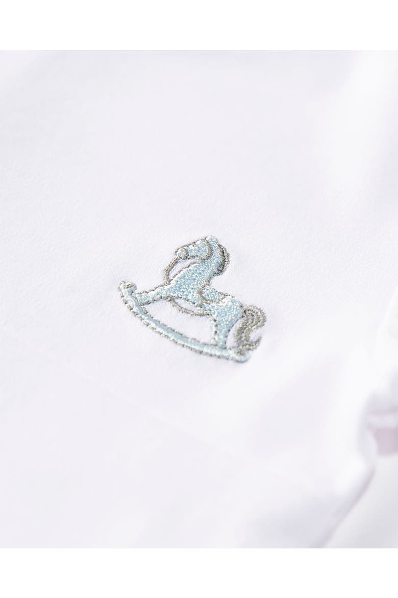 Baby  Embroidered Pima Cotton Footie, Alternate, color, Pearl Blue