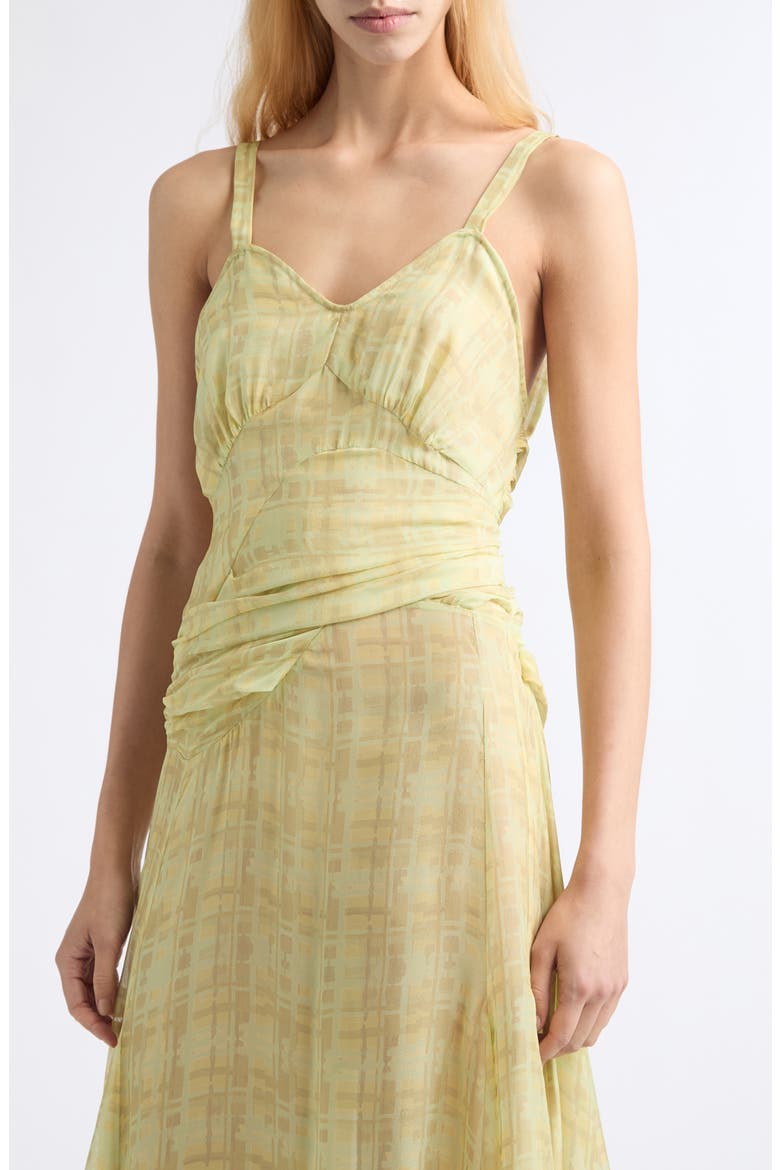 Plume Plaid Silk Chiffon Gown, Alternate, color, BUTTER PLAID