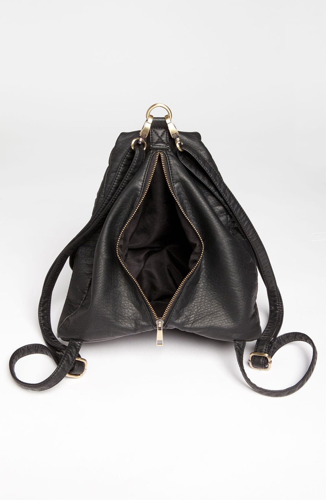 Faux Leather Backpack, Alternate, color, BLACK/ BURNT GOLD