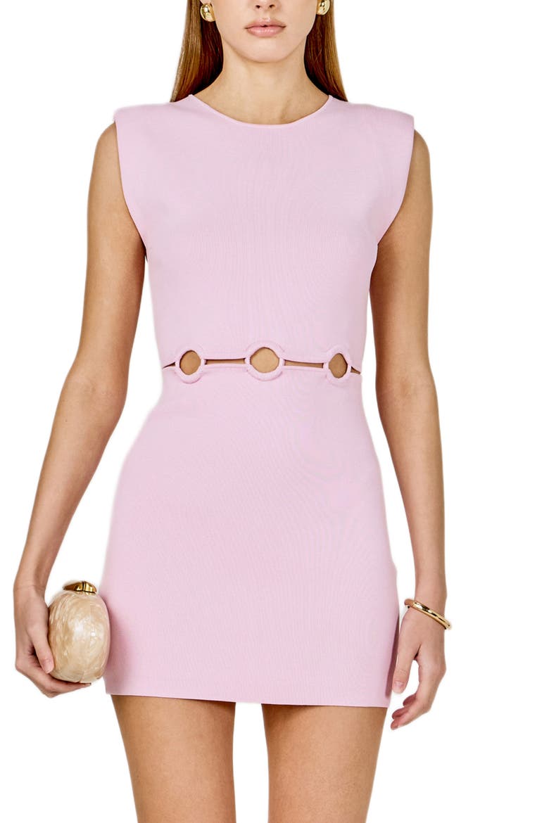 Ring Cutout Sleeveless Minidress, Alternate, color, LIGHT PINK