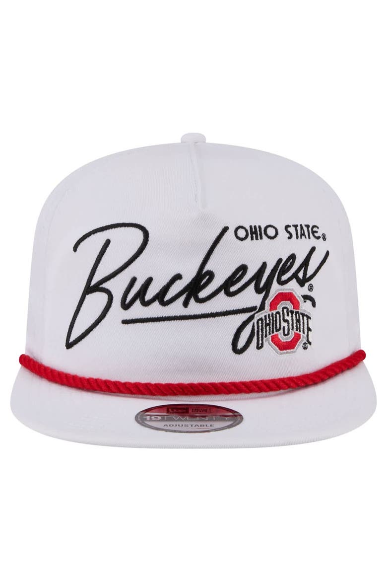 Men's New Era  White Ohio State Buckeyes Team Rope 19TWENTY Adjustable Hat, Alternate, color, White