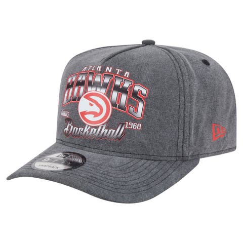 Men's New Era  Charcoal Atlanta Hawks Throwback Washed Pre-Curved 9FIFTY Snapback Hat