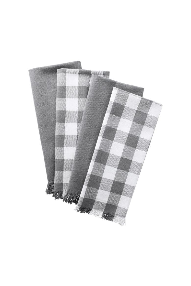 Gray Asst Heavyweight Fringed Dishtowel Set/4, Alternate, color, Gray