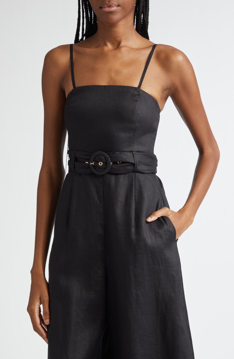 Zimmermann Golden Belted Linen Jumpsuit, Alternate, color, 